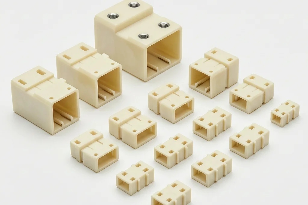 CNC machined polycarbonate PC electrical connector housings and insulators