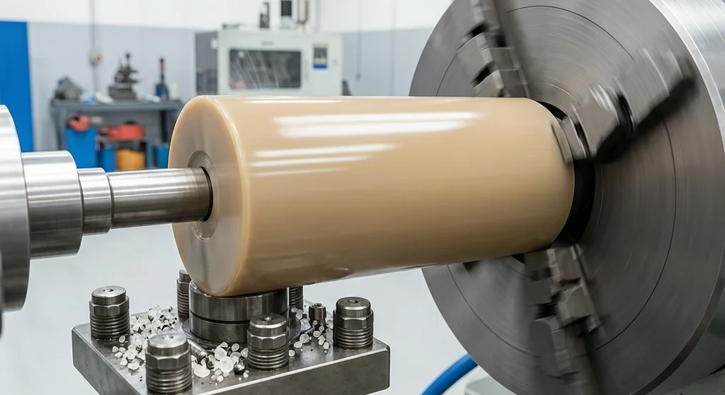 CNC turning PEEK bushing on lathe