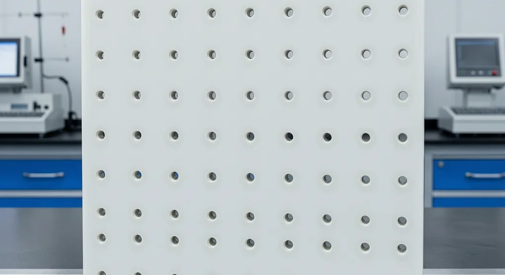 Precision drilled holes in PVC plate